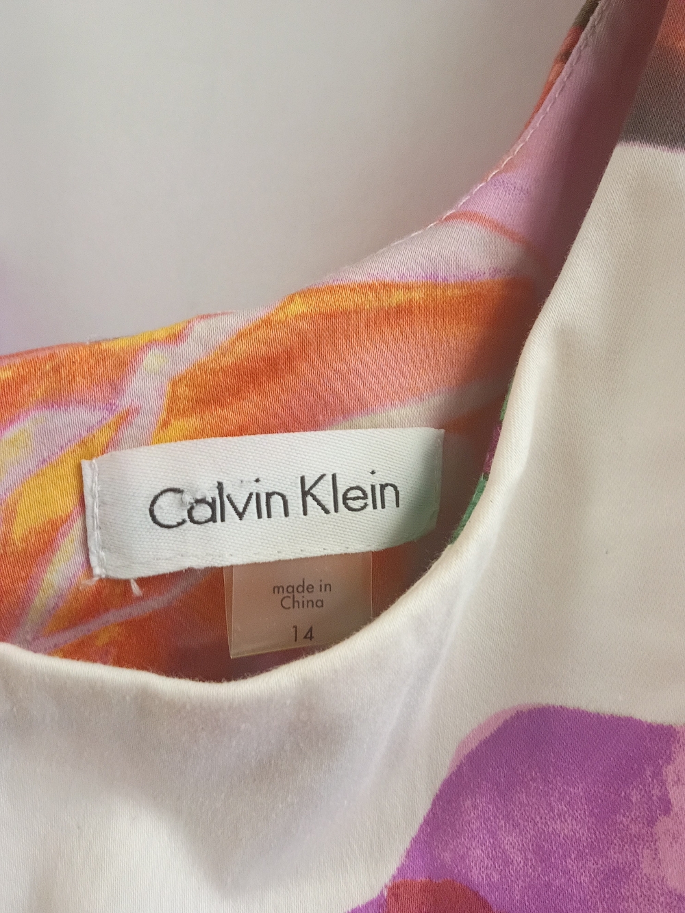 Calvin Klein Floral Midi Dress in Cream, Purple, Pink, Orange, Green - Picture 3 of 6
